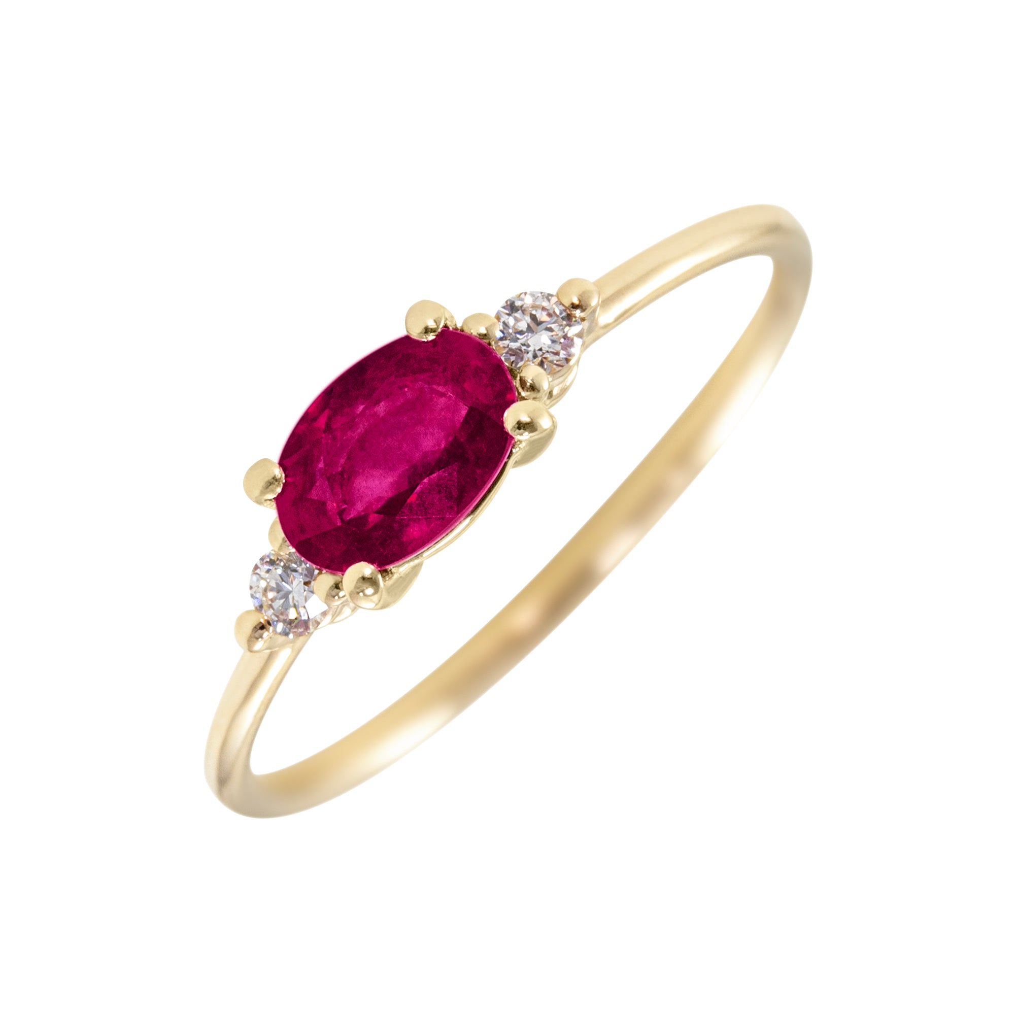 Anillo trilogía oro 18k, topacio ovalado y diamantes