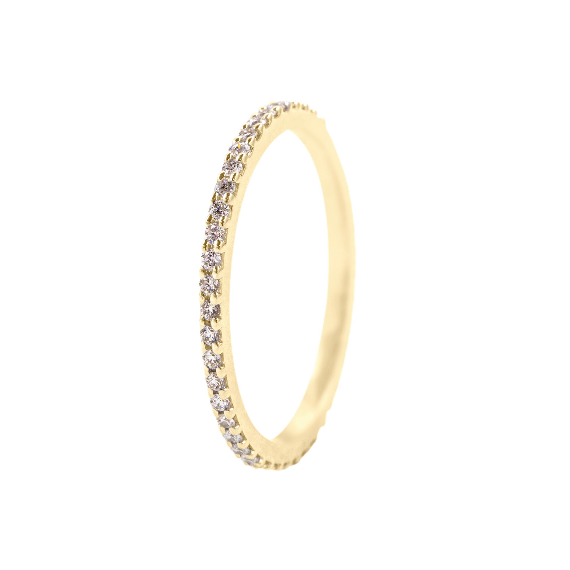 Alianza entera oro 18K diamantes talla brillante en fondo blanco