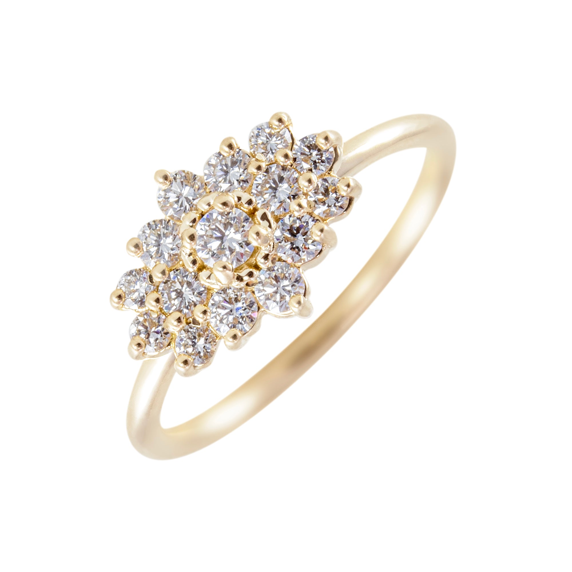 Anillo oro 18K con rosetón de diamantes