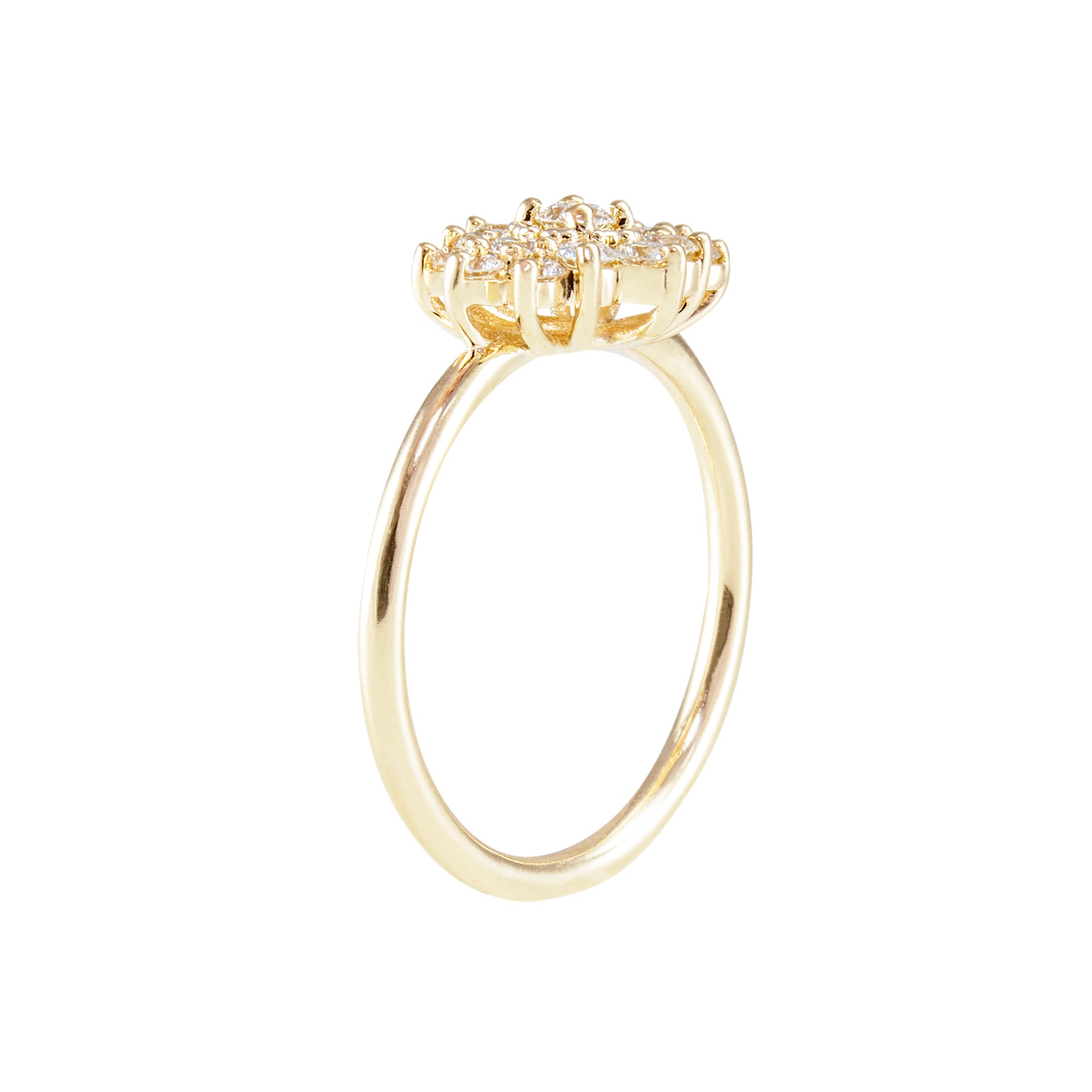 Anillo oro 18K con rosetón de diamantes