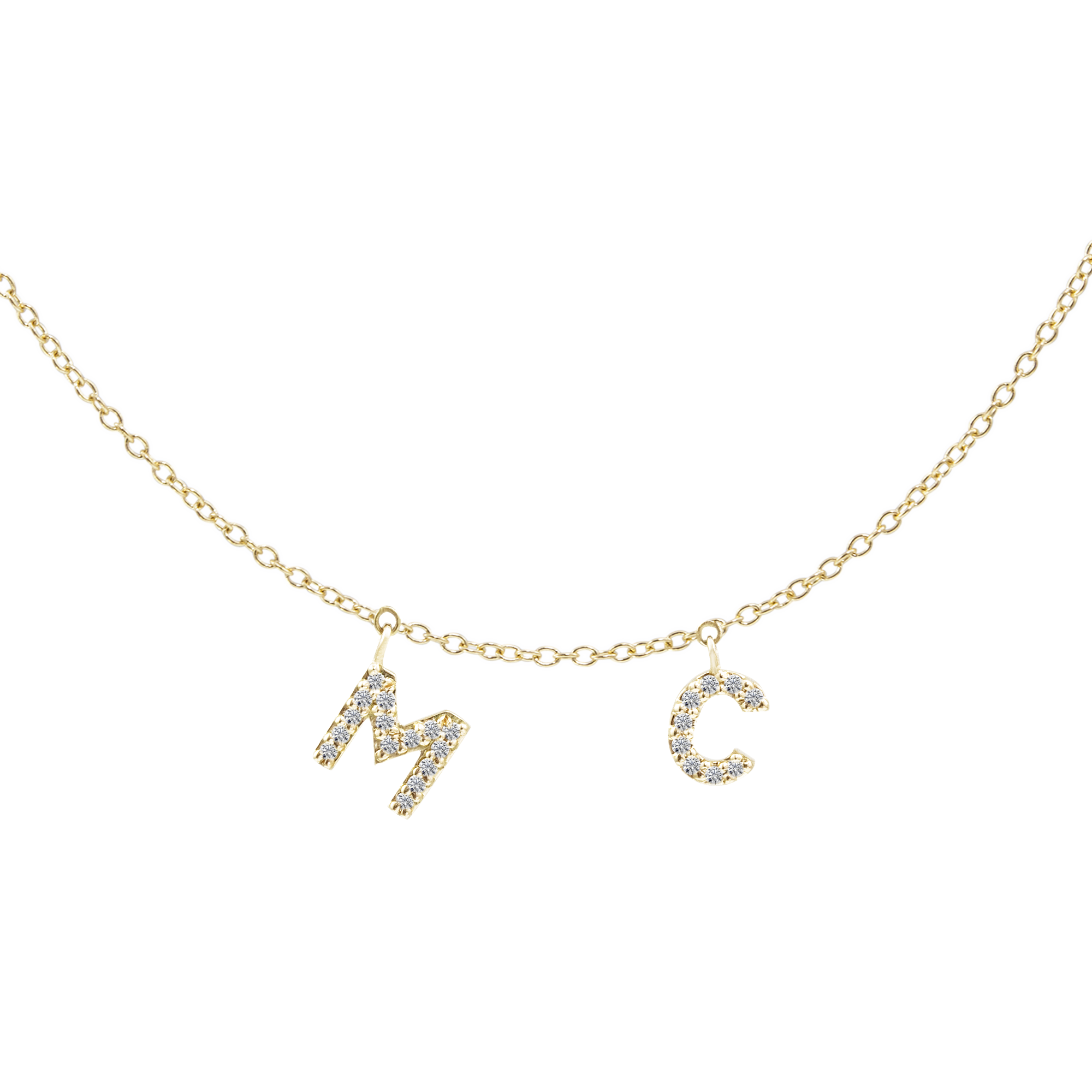 Gargantilla Dos Letras Diamantes Mini - Blanca Jewels