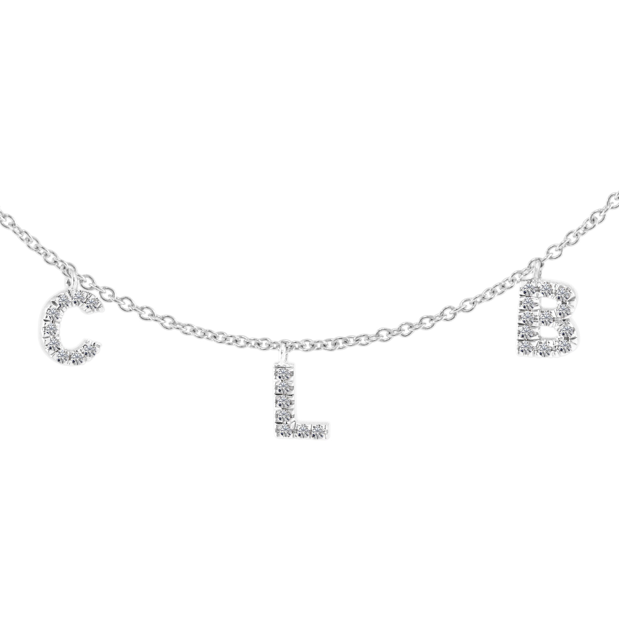 Gargantilla Tres letras Diamantes Personalizada