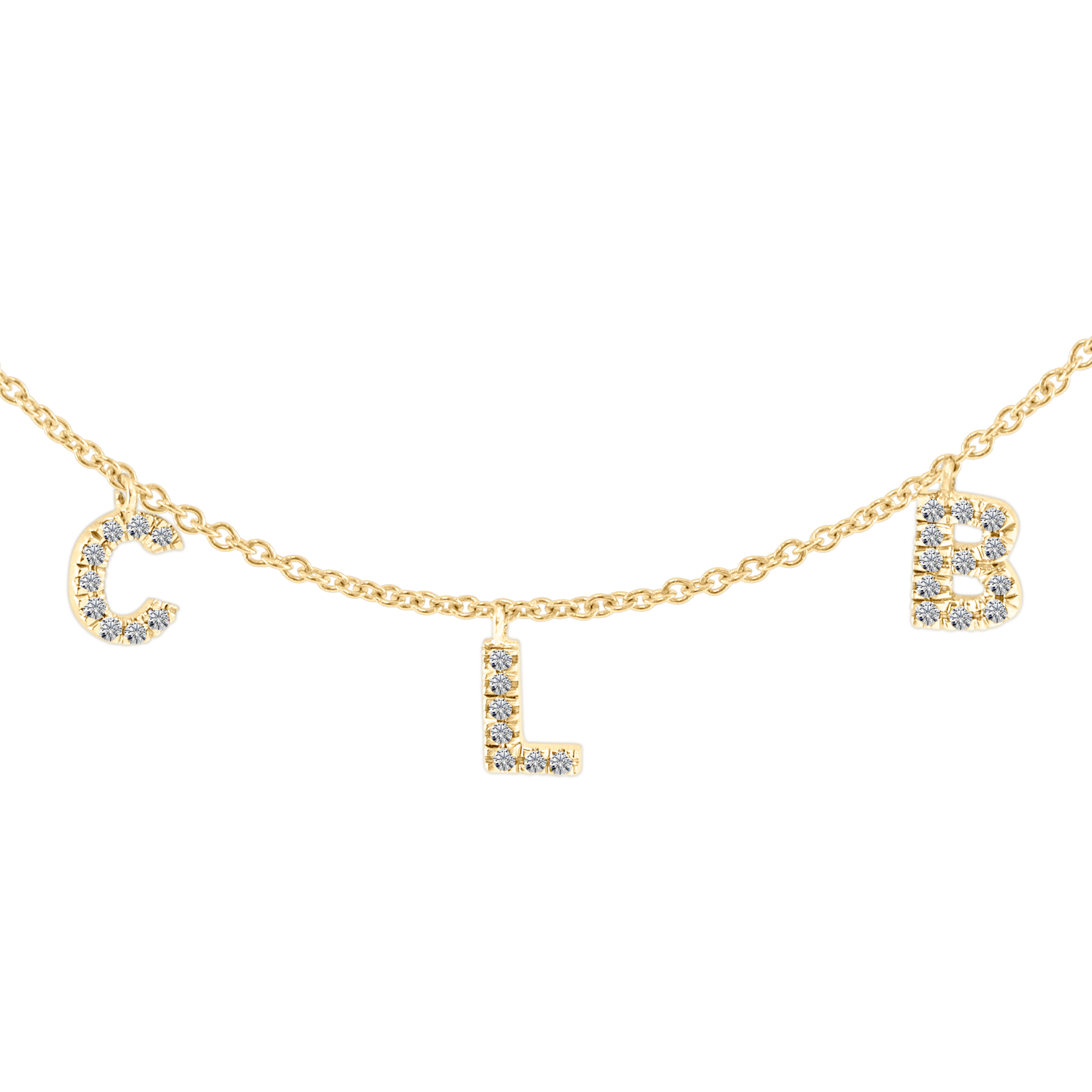 Gargantilla Tres letras Diamantes Personalizada