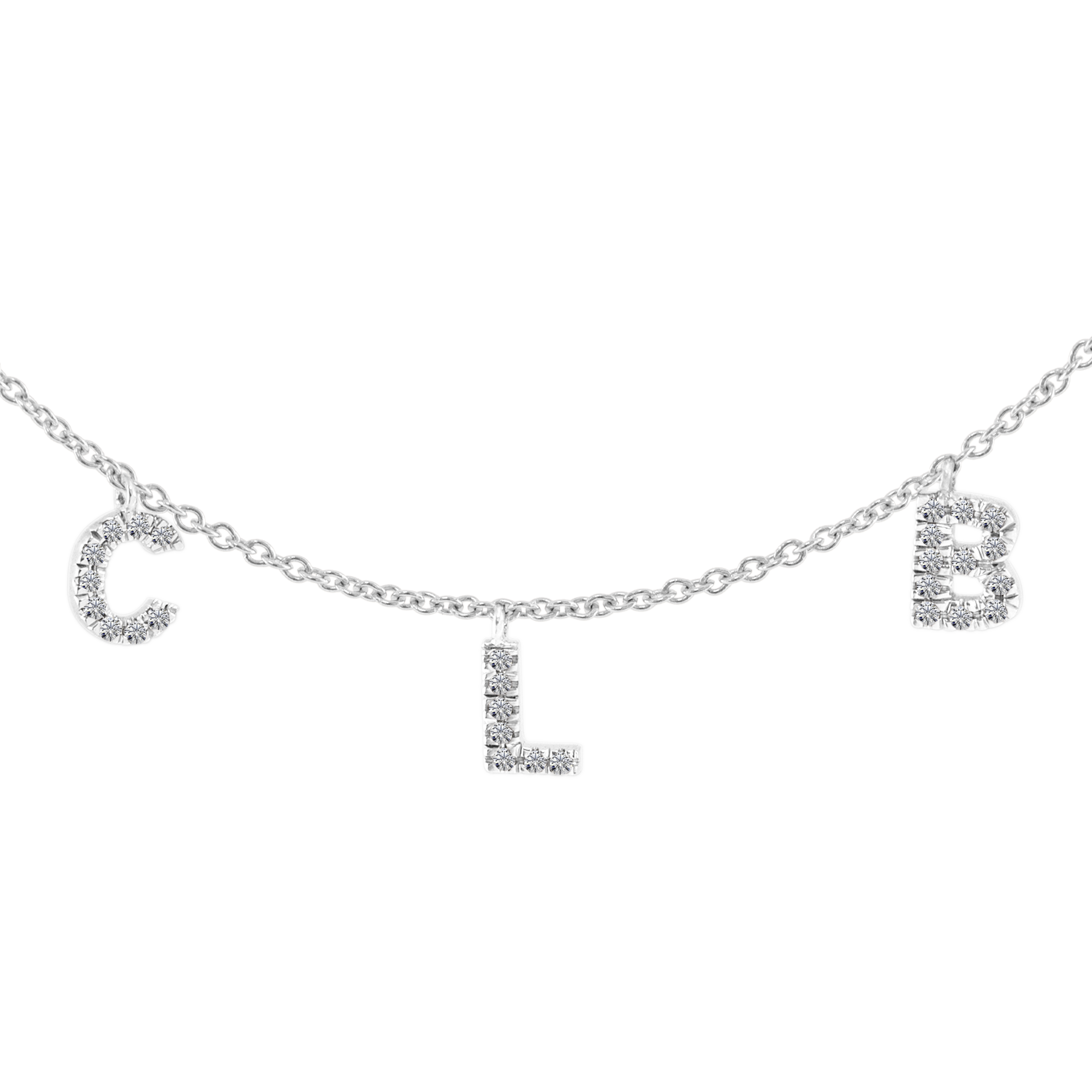 Gargantilla Tres letras Diamantes Personalizada