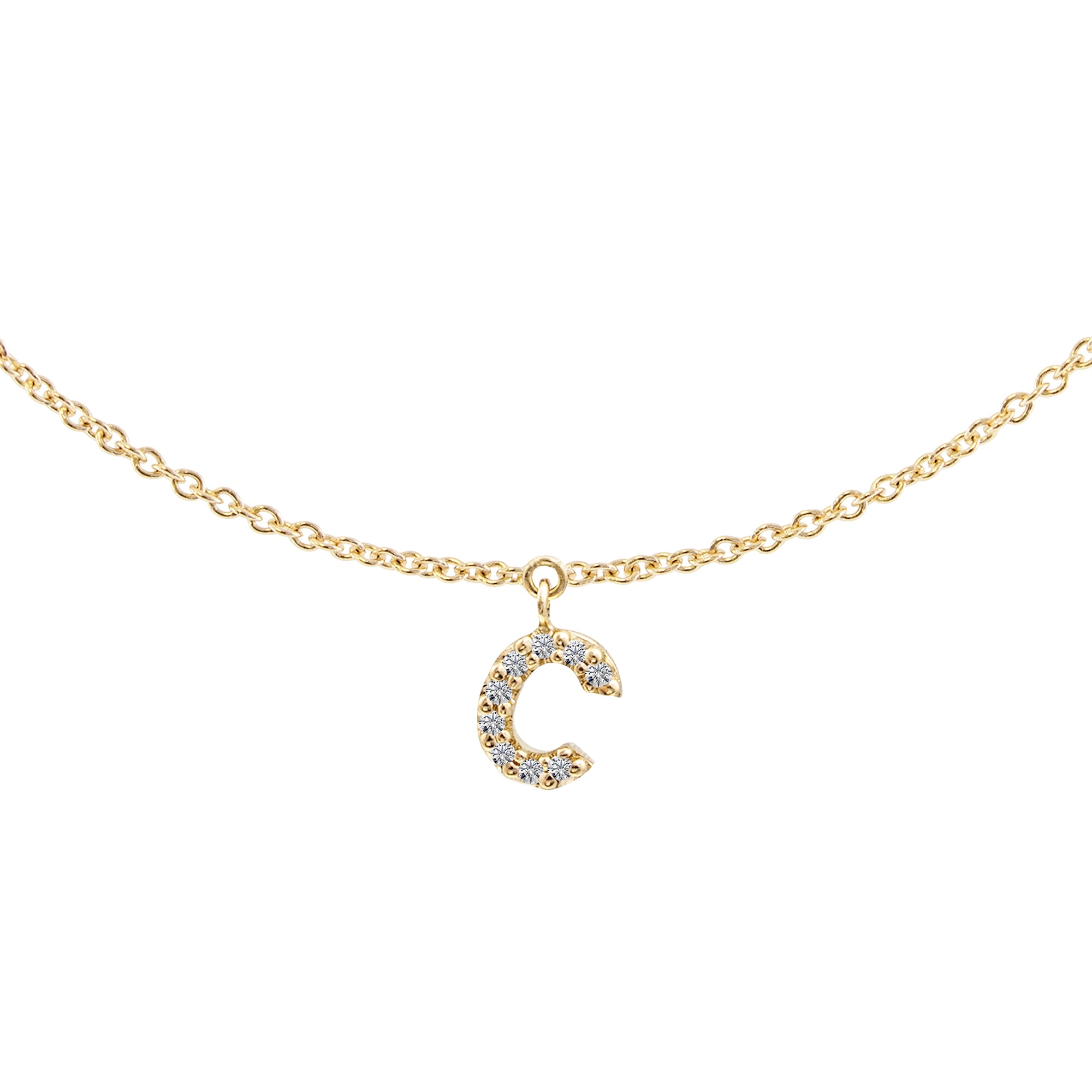 Collier ras du cou avec une lettre et mini diamants