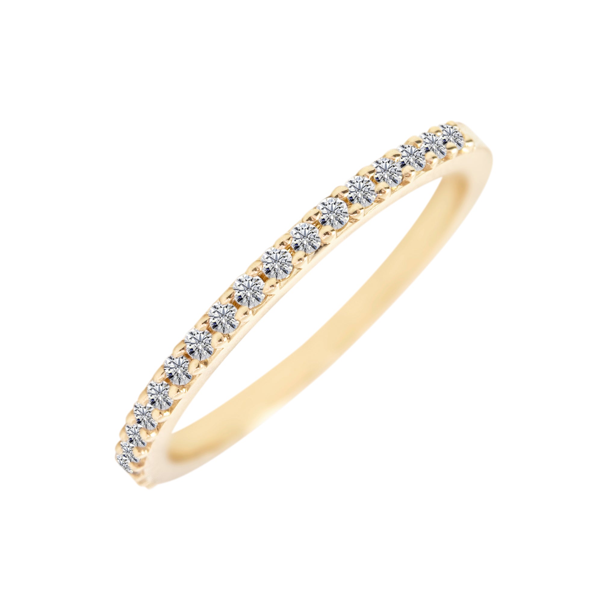 Alianza entera oro 18K diamantes talla brillante en fondo blanco