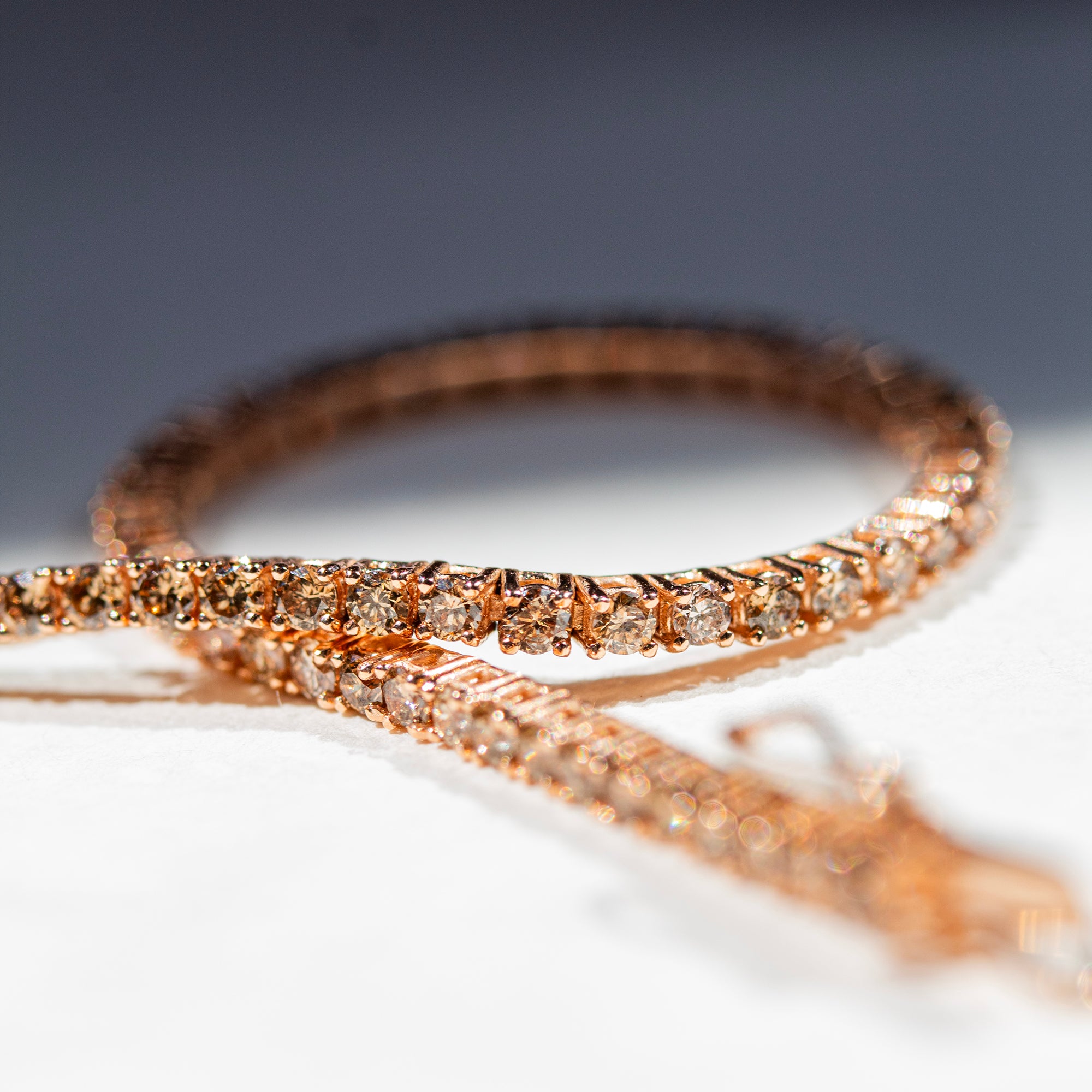 Riviere Rose Gold Diamond Brown