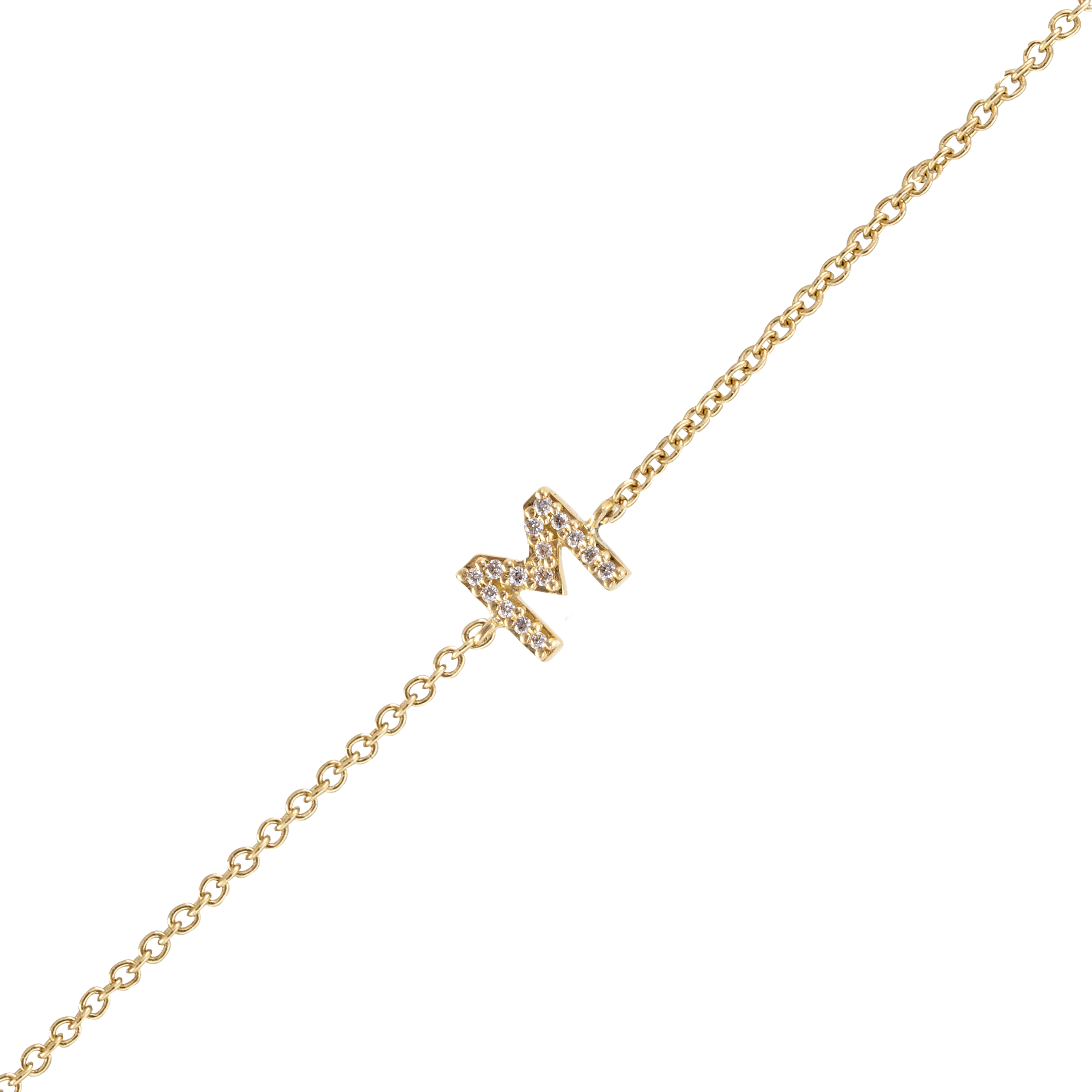 Brazalete Una letra Diamantes Mini Personalizada