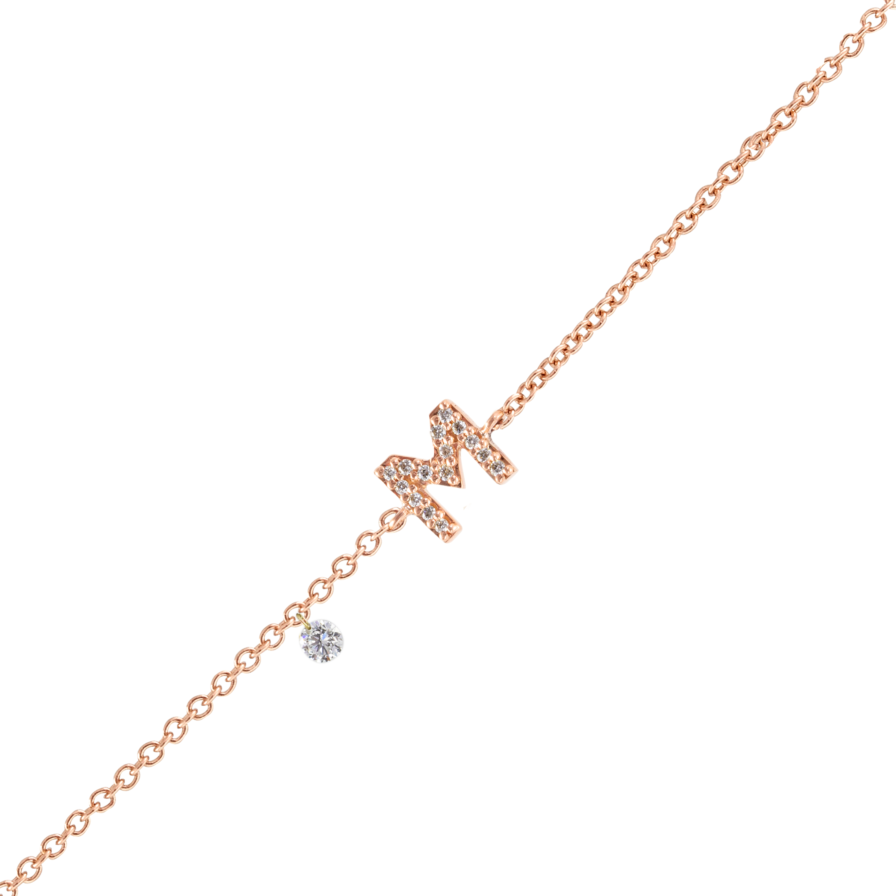 Bracciale con una lettera con diamante traforato personalizzato