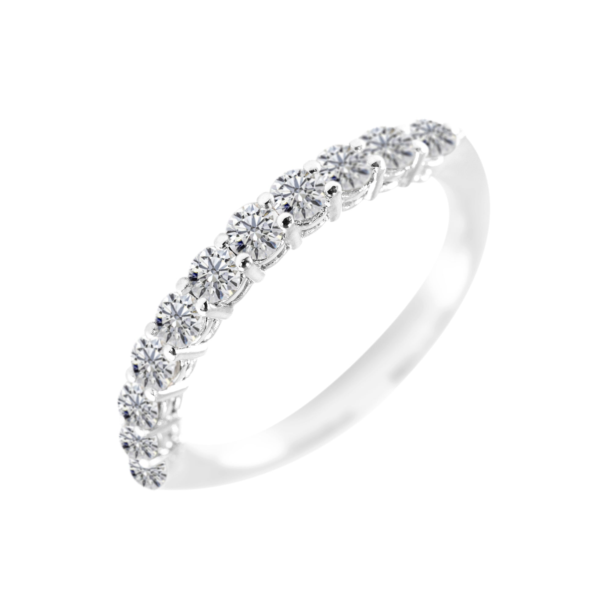 Anillo de compromiso de oro blanco 18K y diamantes incrustados | Blanca  Jewels, image size:2000x2000