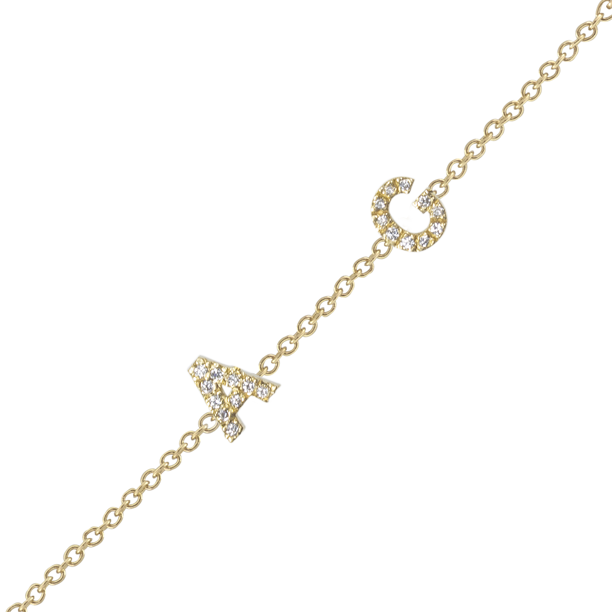 Brazalete Dos letras Diamantes Mini Personalizada