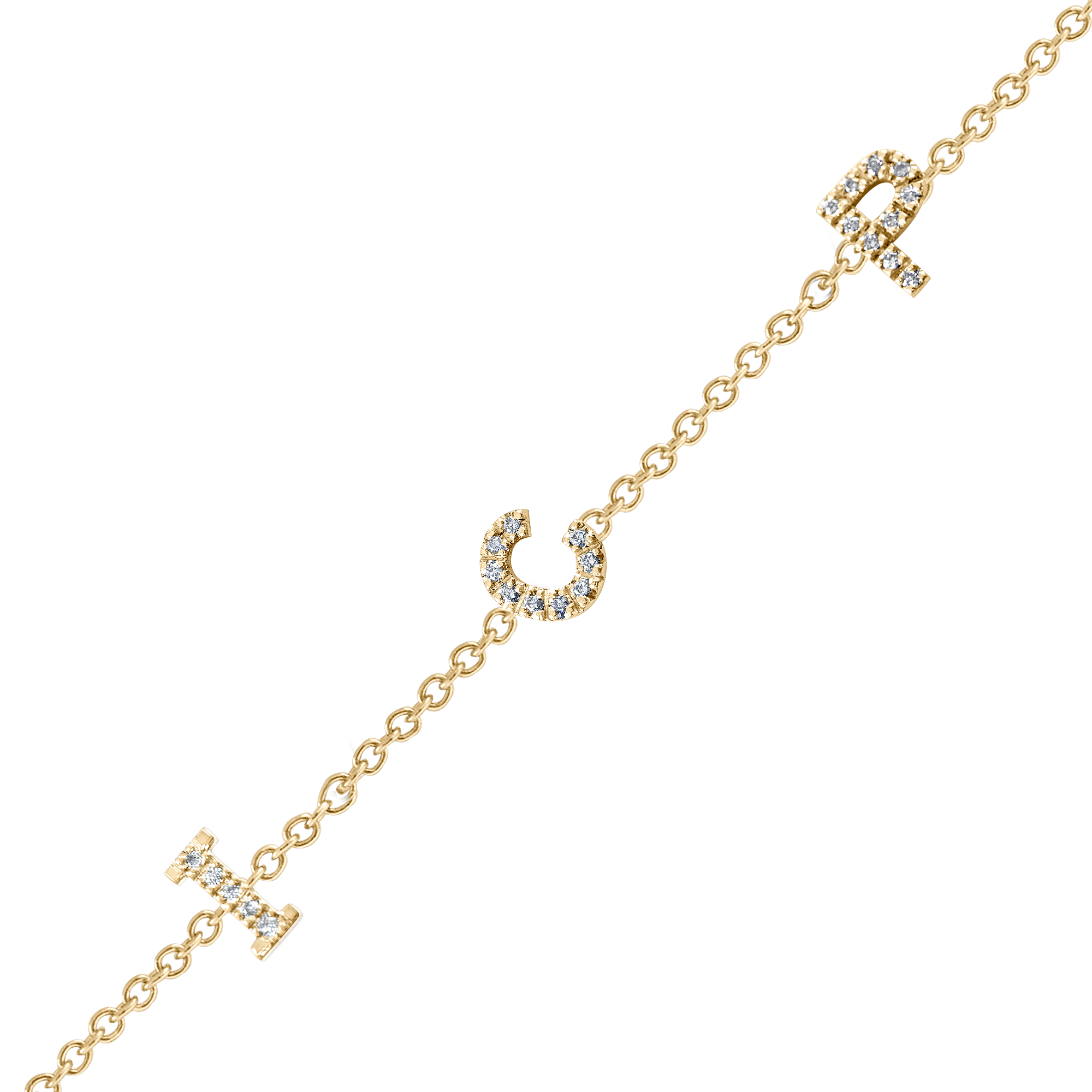 Brazalete Tres letras Diamantes Personalizada