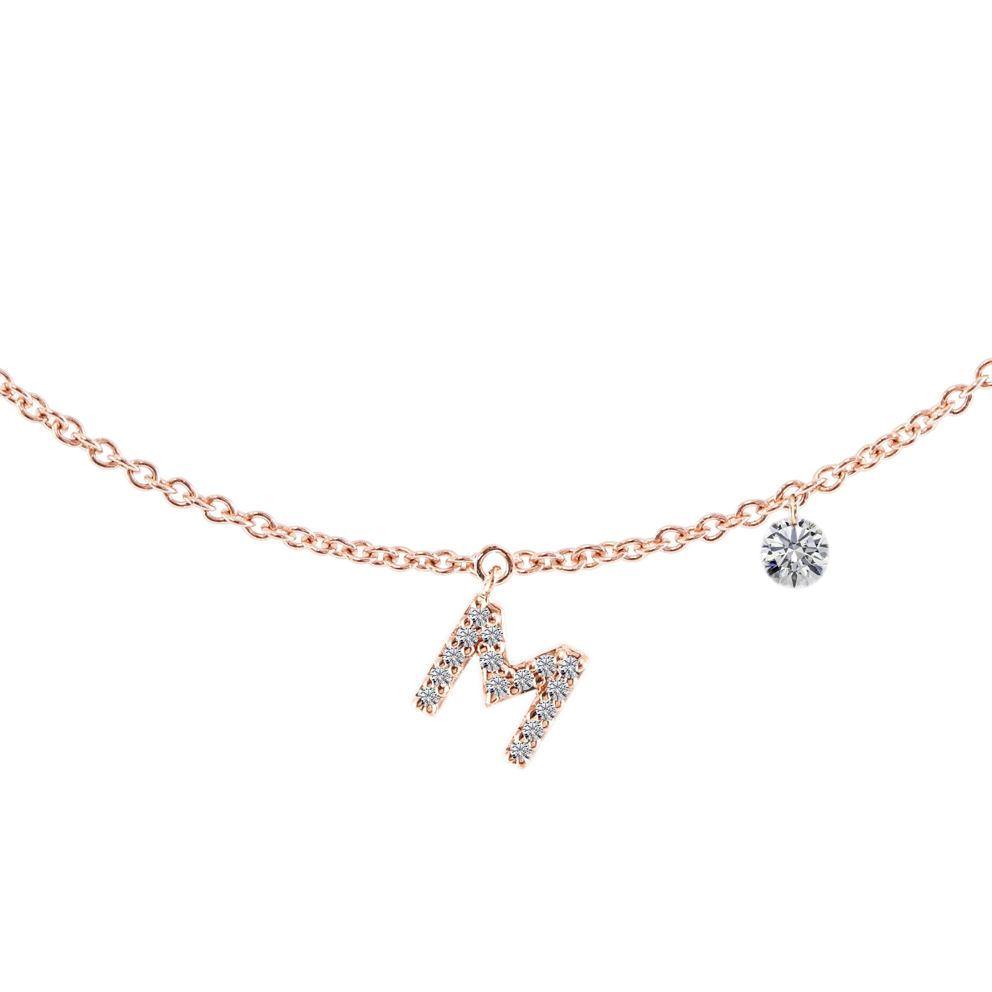Mini ras de cou lettre avec diamant personnalisé