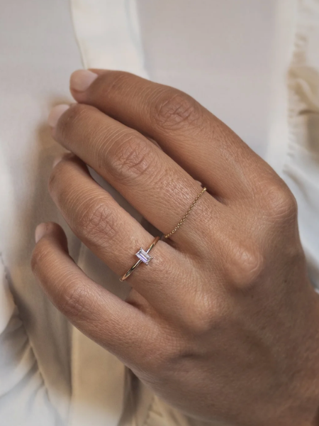 Anillo Baguette Diamante invertido