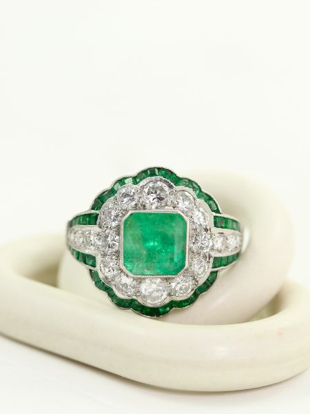 Anillo Esmeralda rosetón Vintage
