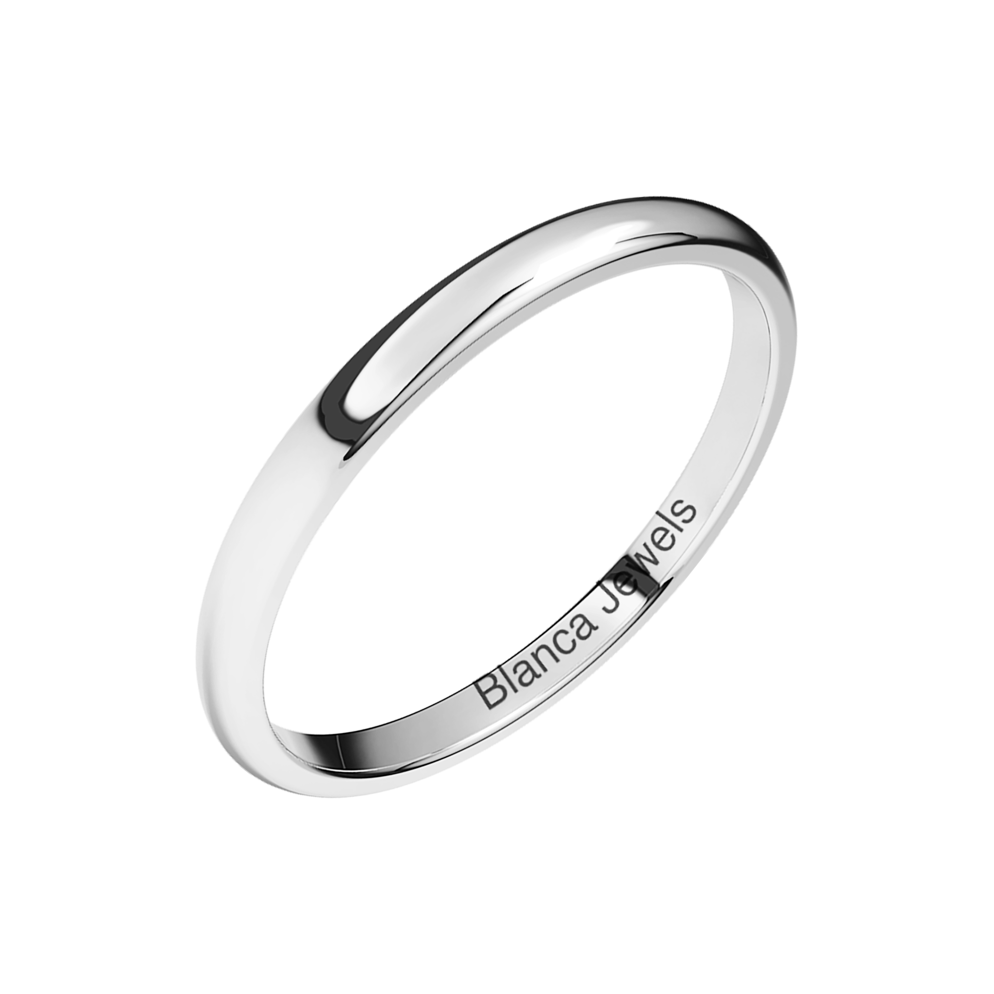 Alianza de Boda  media caña en oro blanco 18K femenina