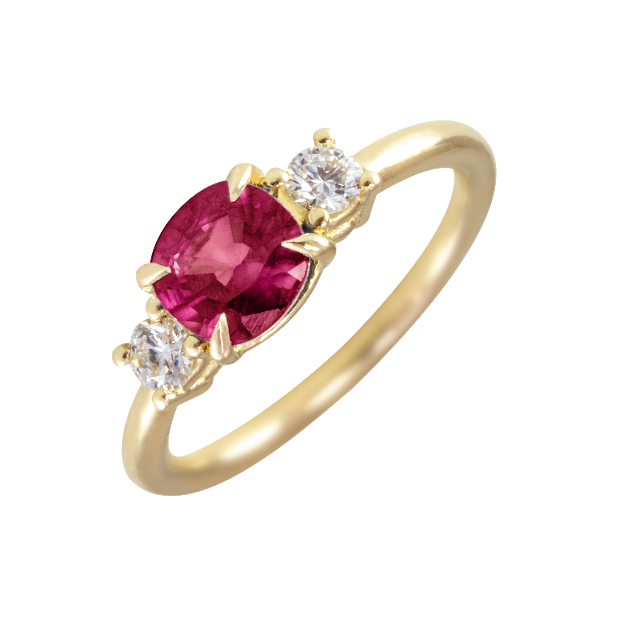Anillo de oro 18K con piedras personalizables rubí y diamantes