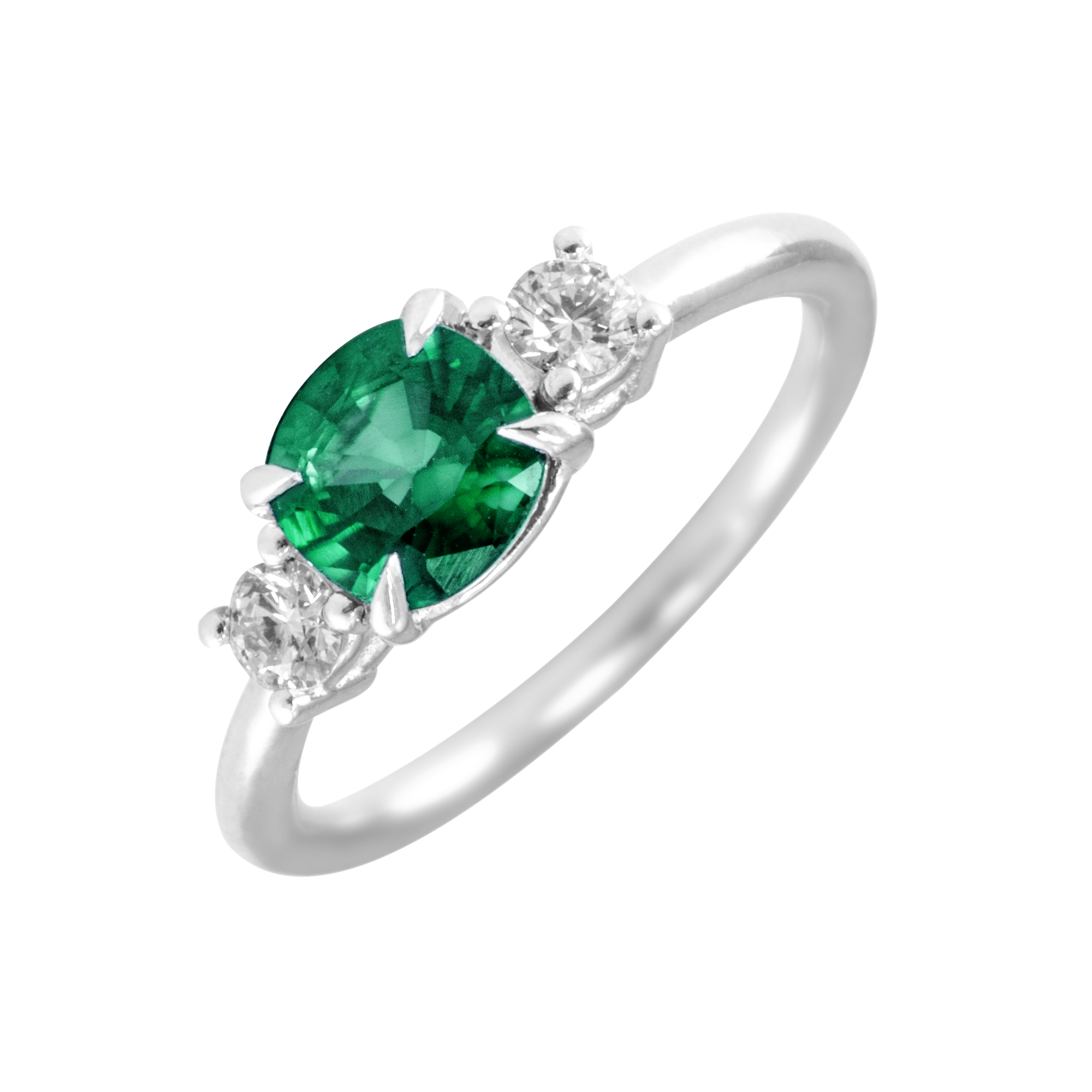 Anillo de oro 18K con piedras personalizables oro blanco y esmeralda