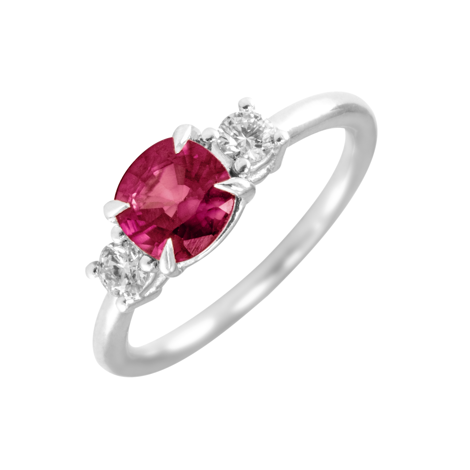 Anillo de oro 18K con piedras personalizables en oro blanco y rubí