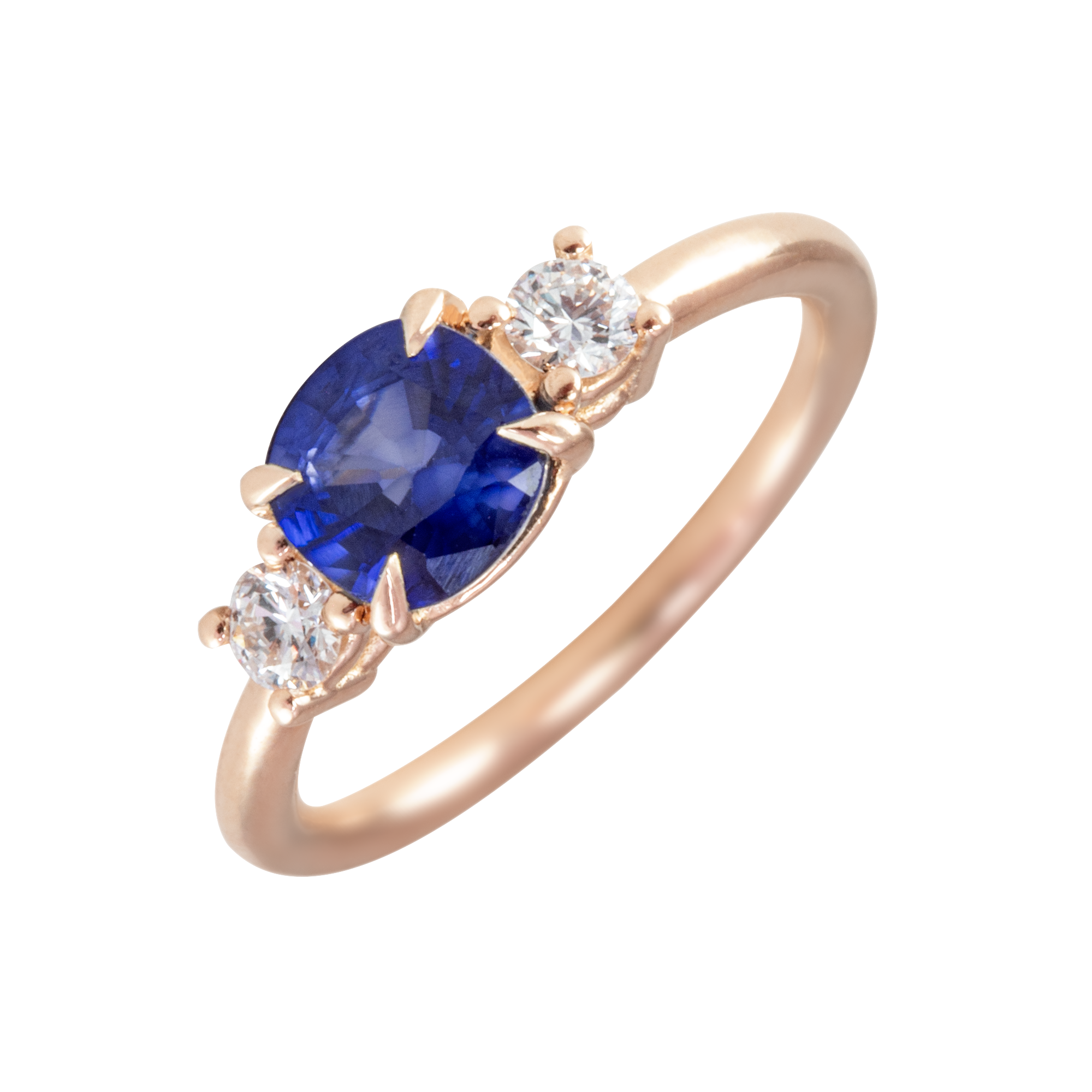 Anillo de oro 18K con piedras personalizables oro rosa y zafiro