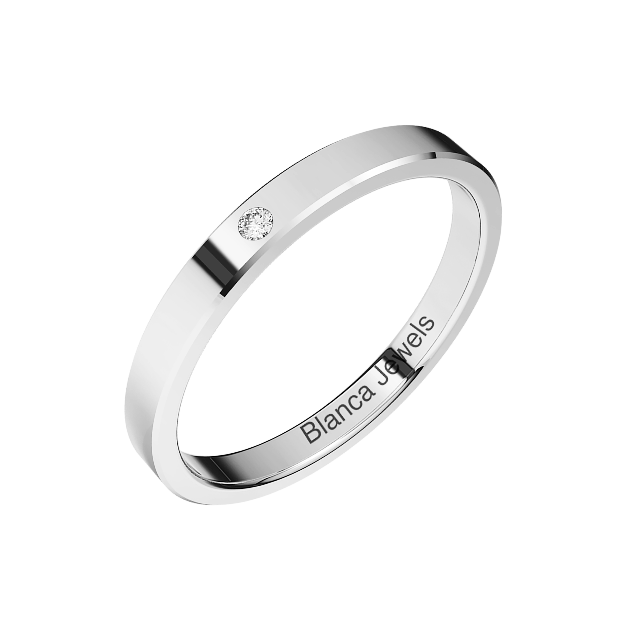 Alianza de Boda  rectangular en oro blanco 18K femenina