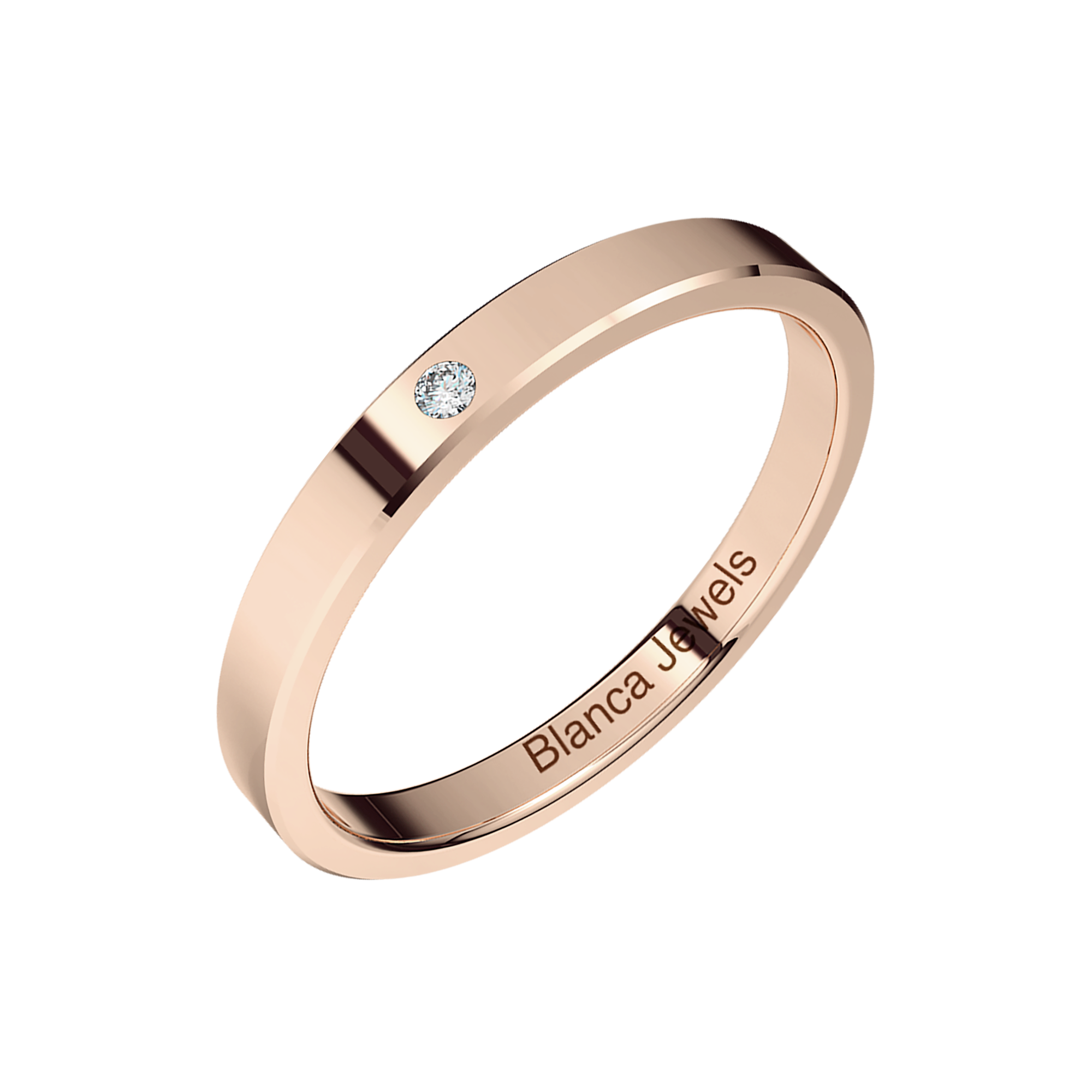 Alianza de Boda  rectangular en oro rosa 18K femenina