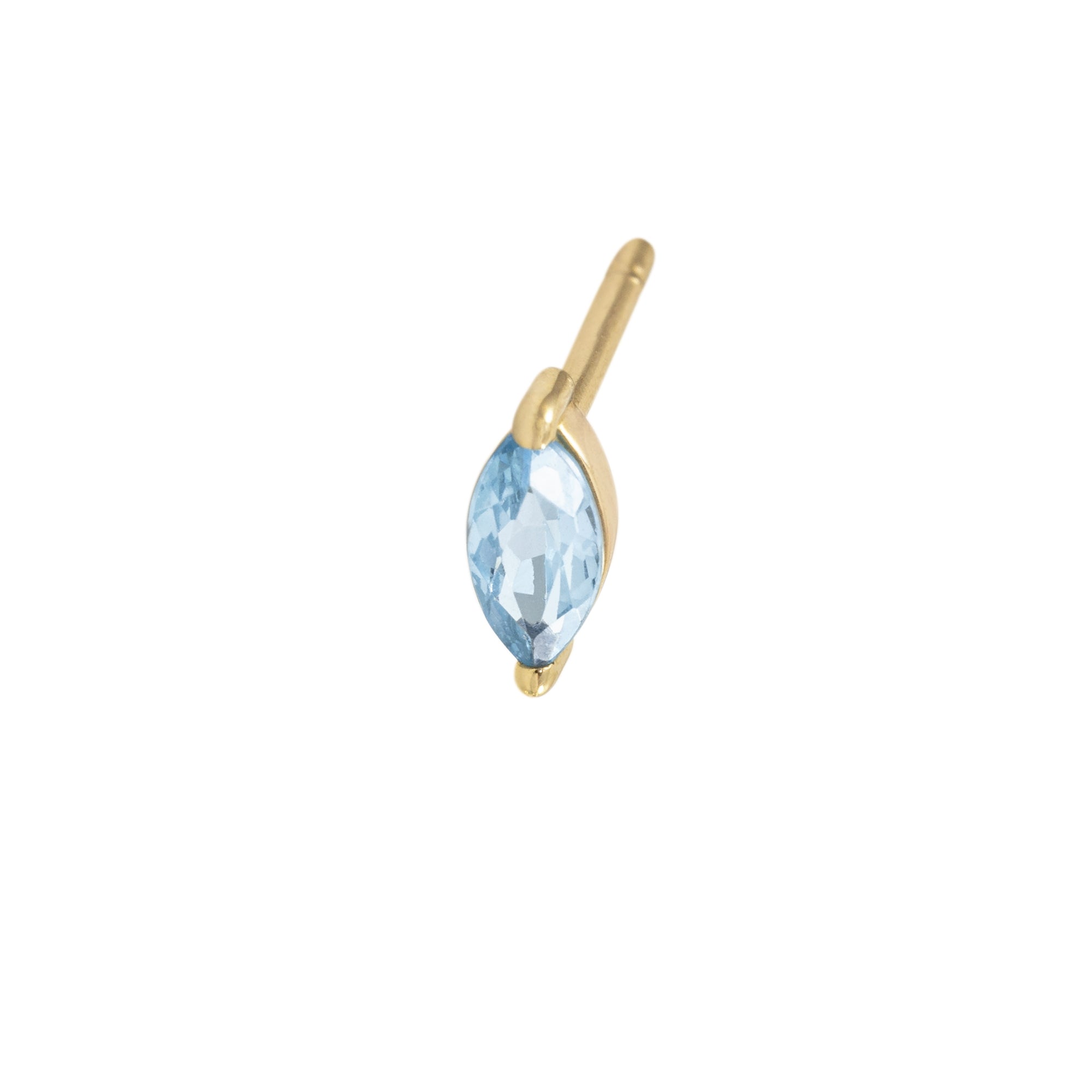 Pendiente oro amarillo 18kt. Topacio Swiss talla marquise 5x2.5mm. Cierre tipo presión.