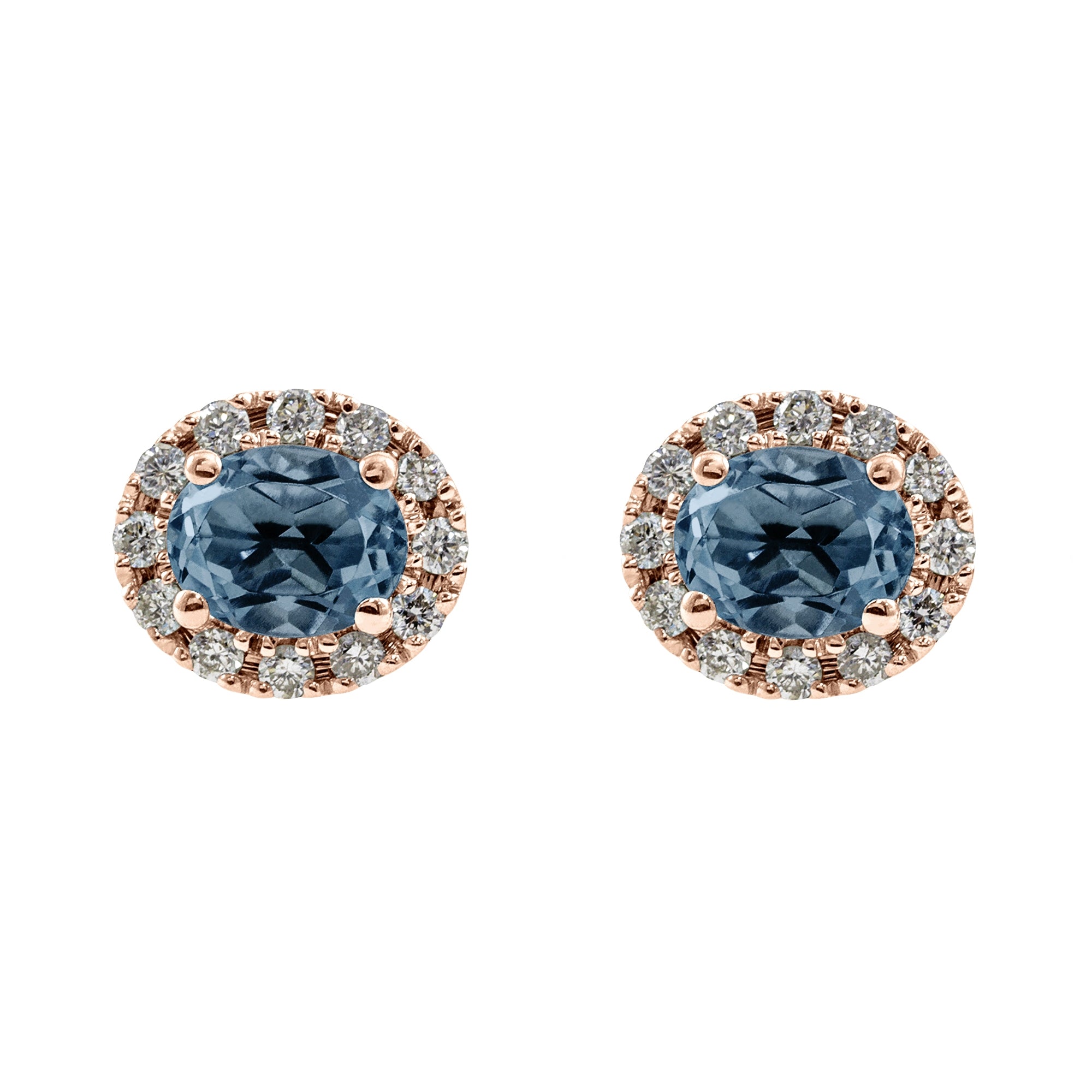 Pendientes Diamantes talla brillante 0.22ct oro 18kt. Topacio London de 6x4mm. Montura 4 grapas, cierre presión.