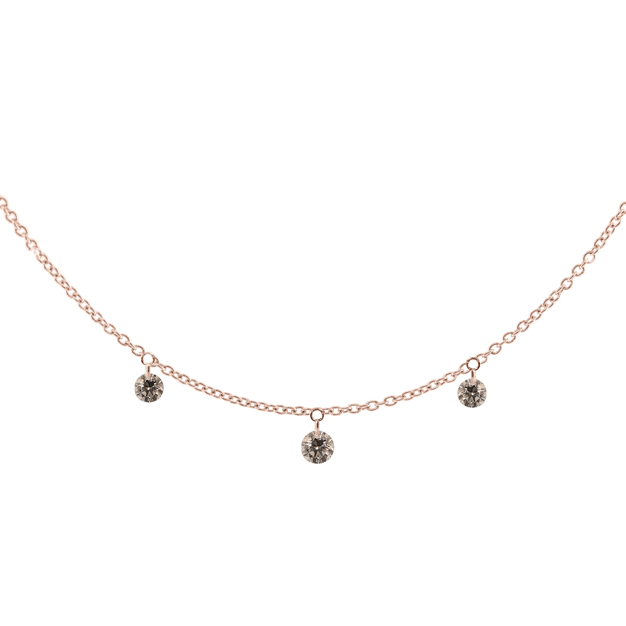 Gargantilla 3 Diamantes Perforados Degradé (Brown) - Blanca Jewels