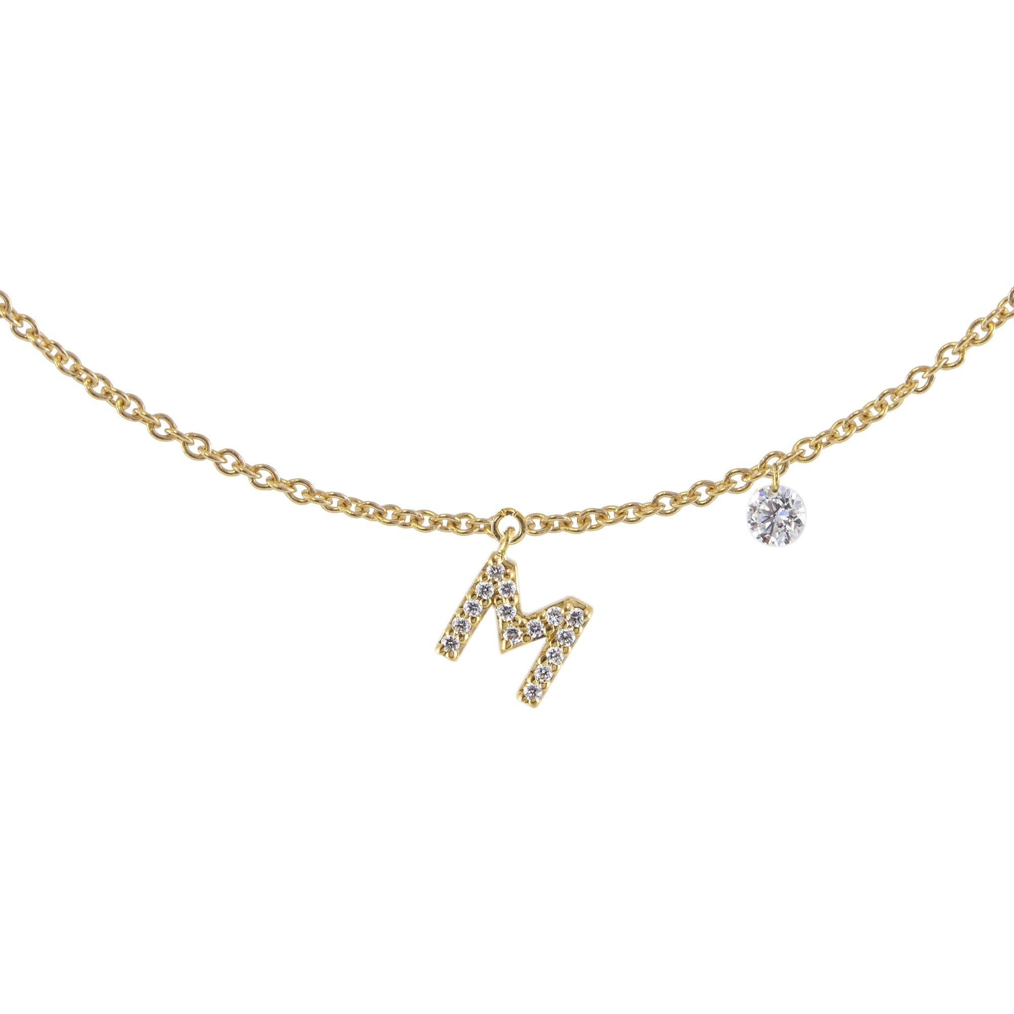 Gargantilla Letra Mini Con Diamante - Blanca Jewels