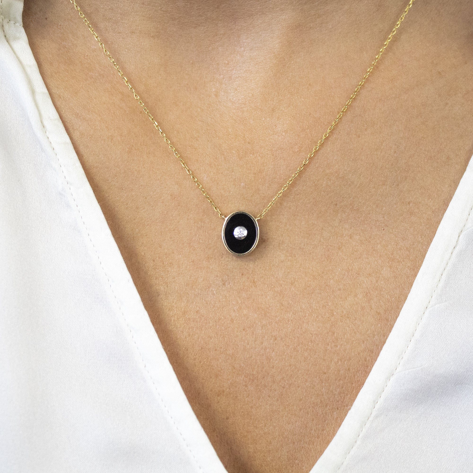 Gargantilla Ónix Oval - Blanca Jewels