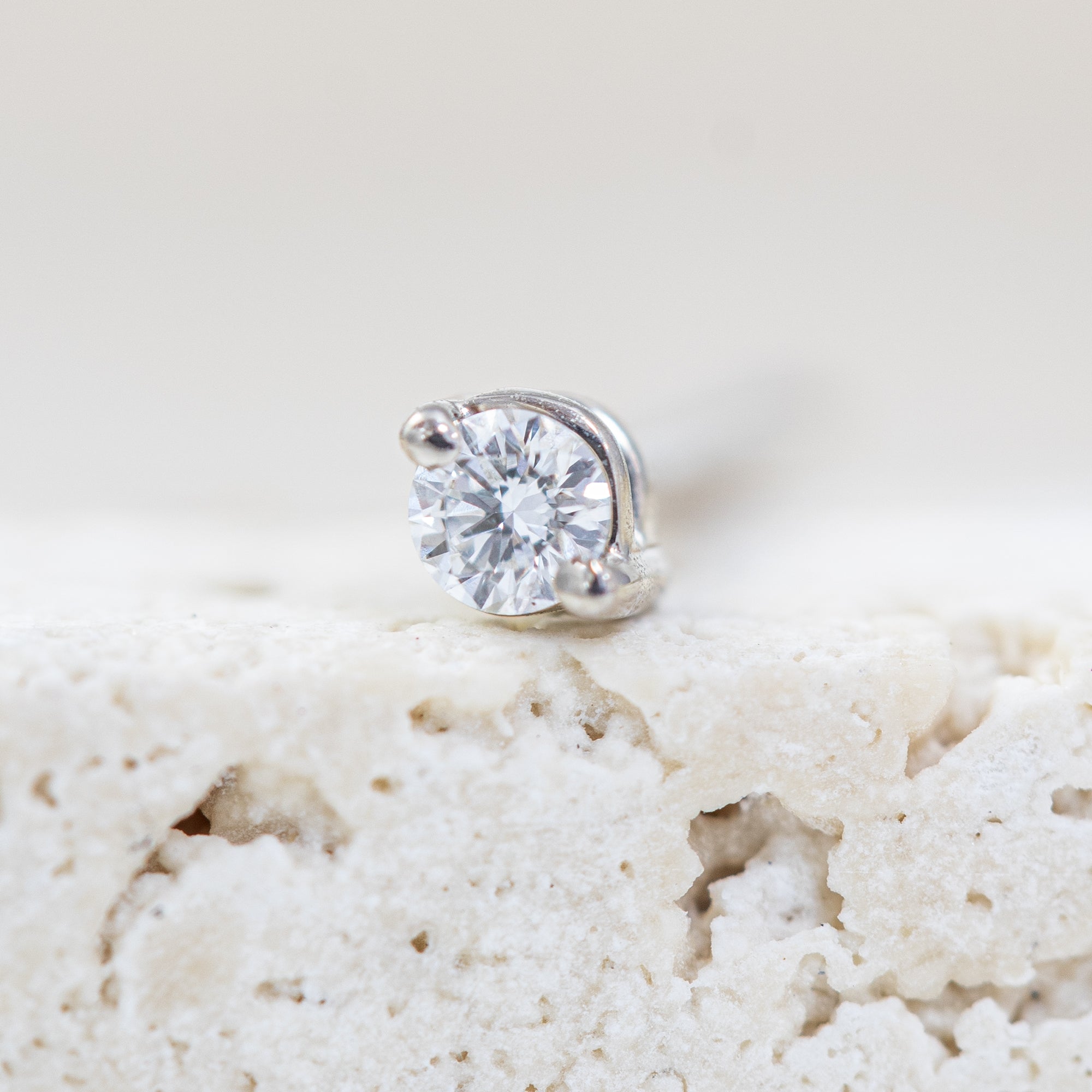 Pendiente Botón 2 grapas diamante (unidad) - Blanca Jewels