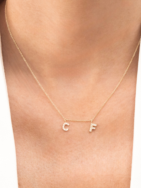 Gargantilla Dos Letras Diamantes Mini