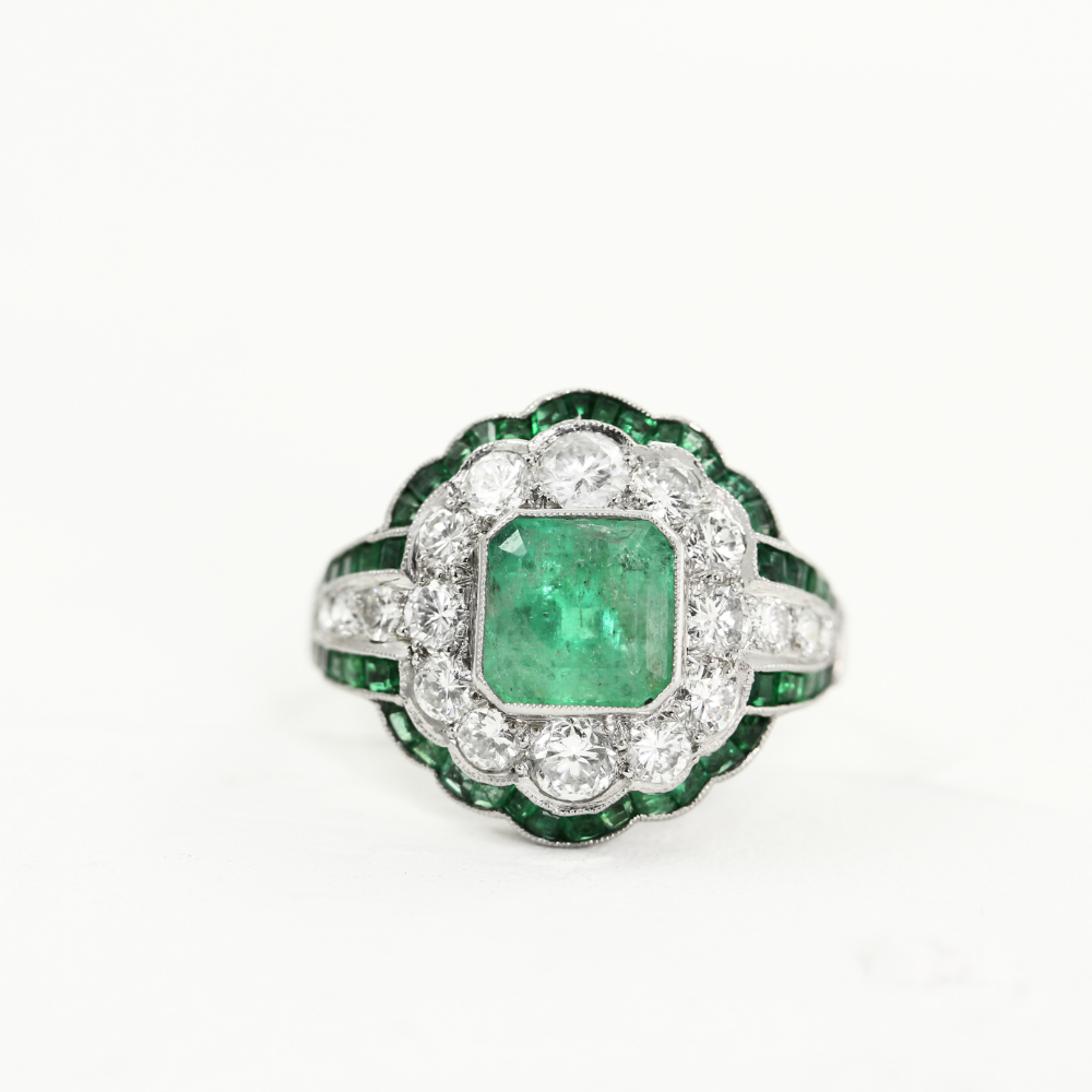Anillo Esmeralda rosetón Vintage