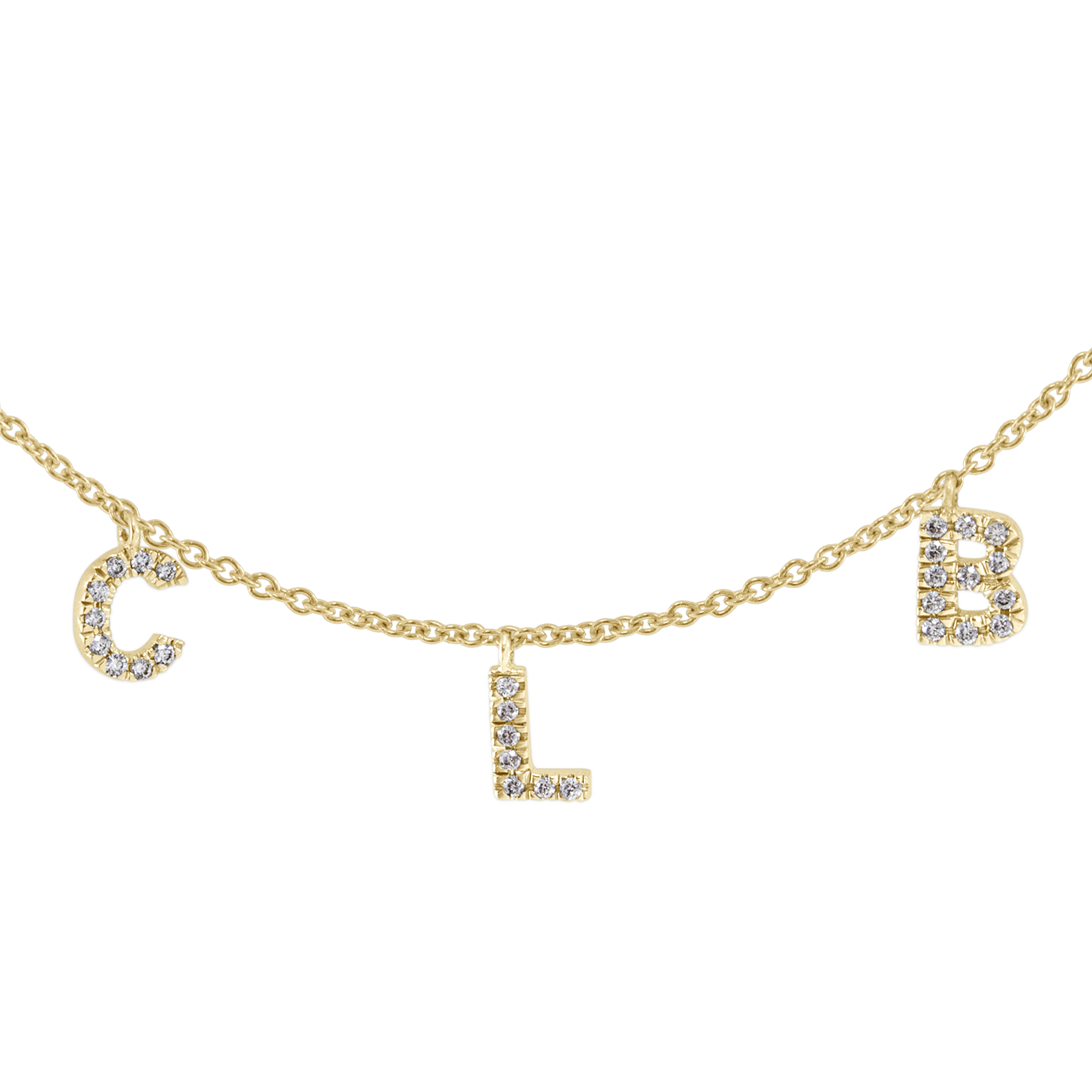 Girocollo personalizzato con tre lettere e diamanti