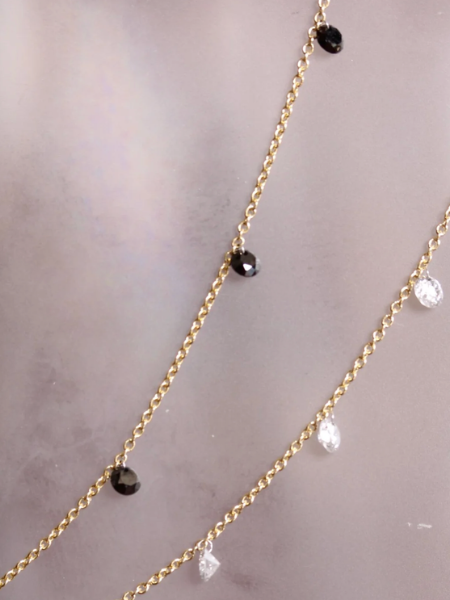 Gargantilla 5 Diamantes Negros Perforados