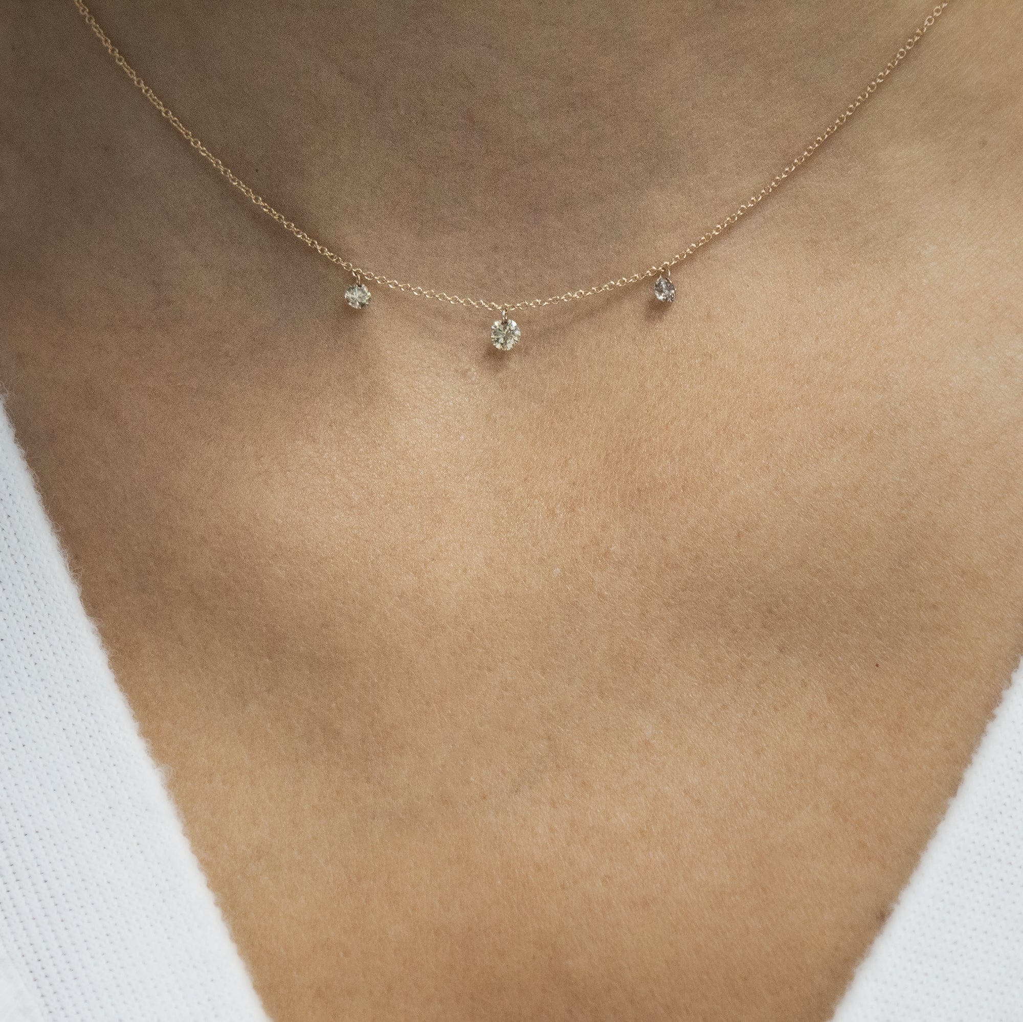 Gargantilla 3 Diamantes Perforados Degradé (Brown) - Blanca Jewels