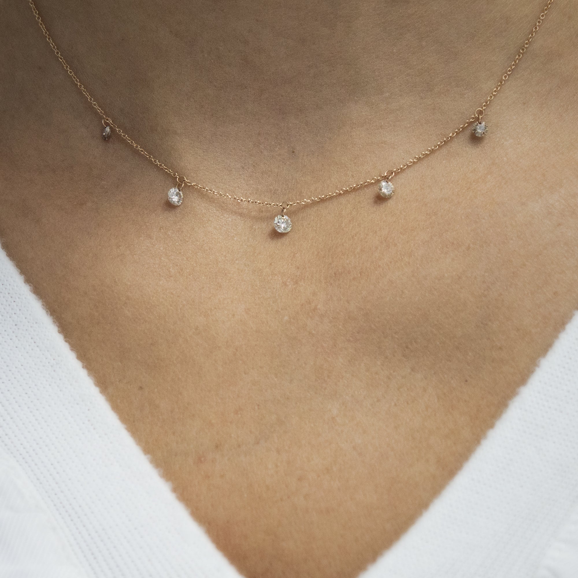 Gargantilla 5 Diamantes Perforados Degradé (Brown) - Blanca Jewels