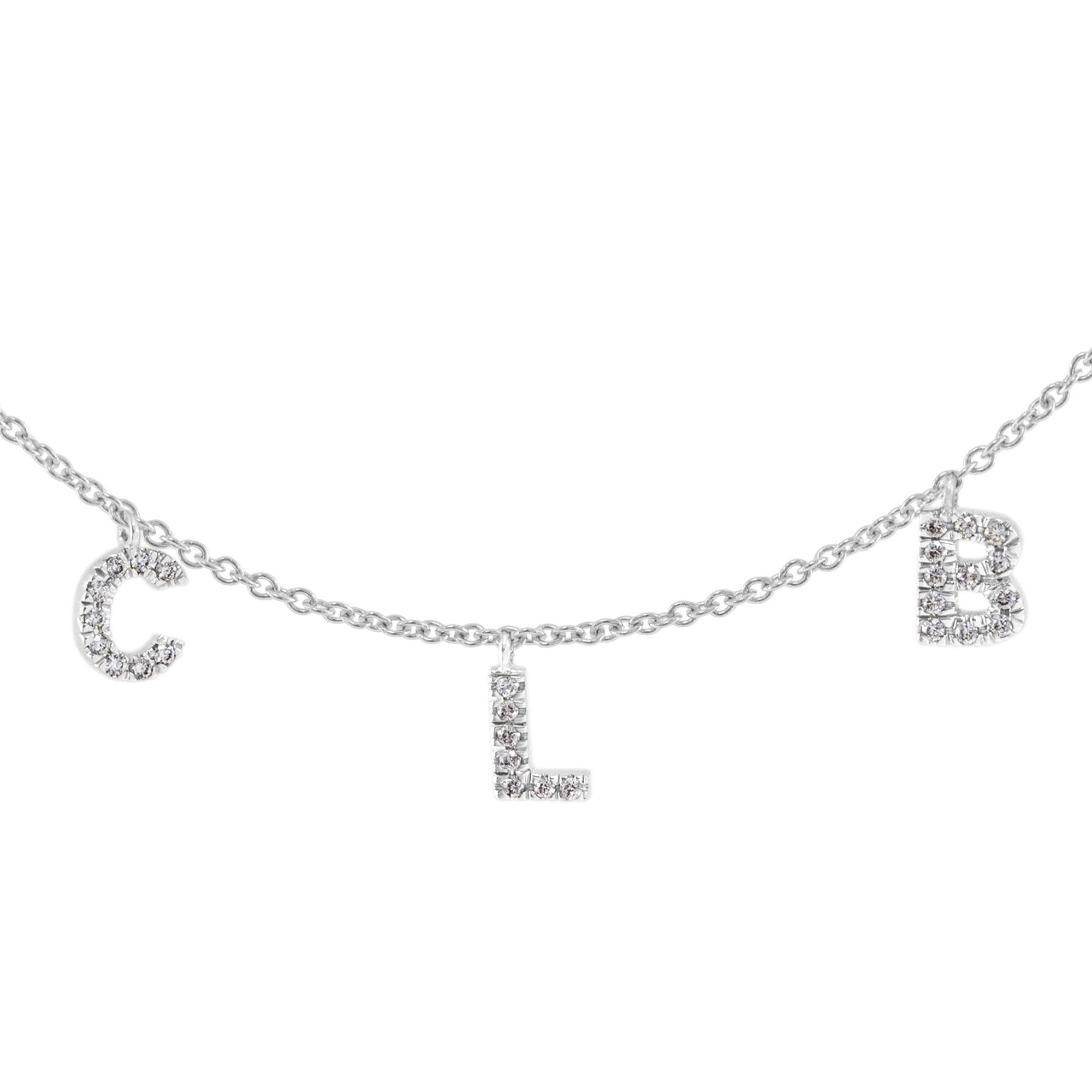 Gargantilla Tres letras Diamantes Personalizada - Blanca Jewels