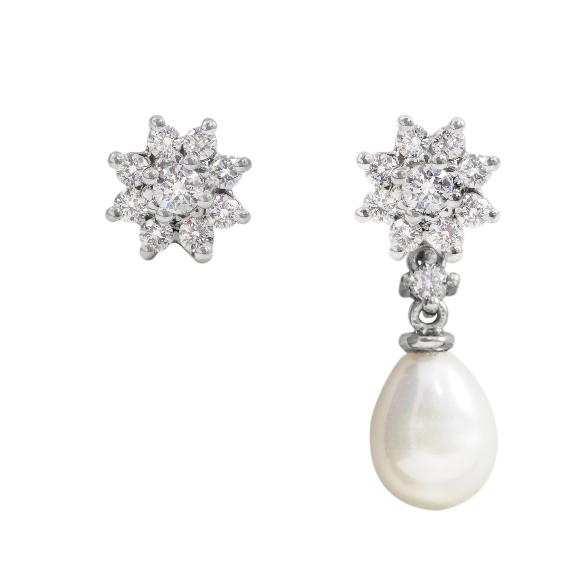Pendiente Flor con Perla extraible - Blanca Jewels
